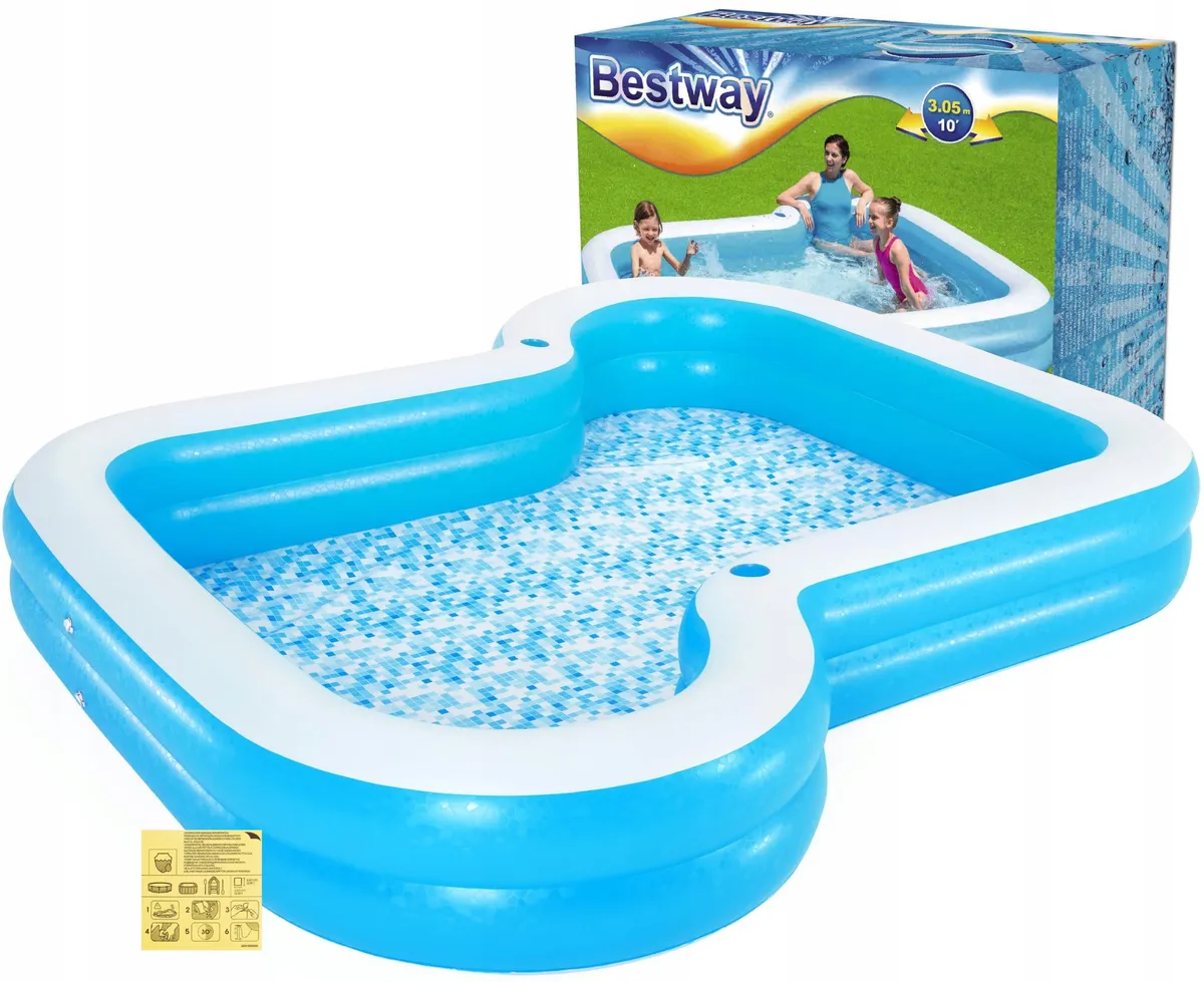 Piscine Familiale Gonflable Bestway 54321 – 305x274x46 cm – Grande Piscine de Jardin pour Enfants et Adultes 