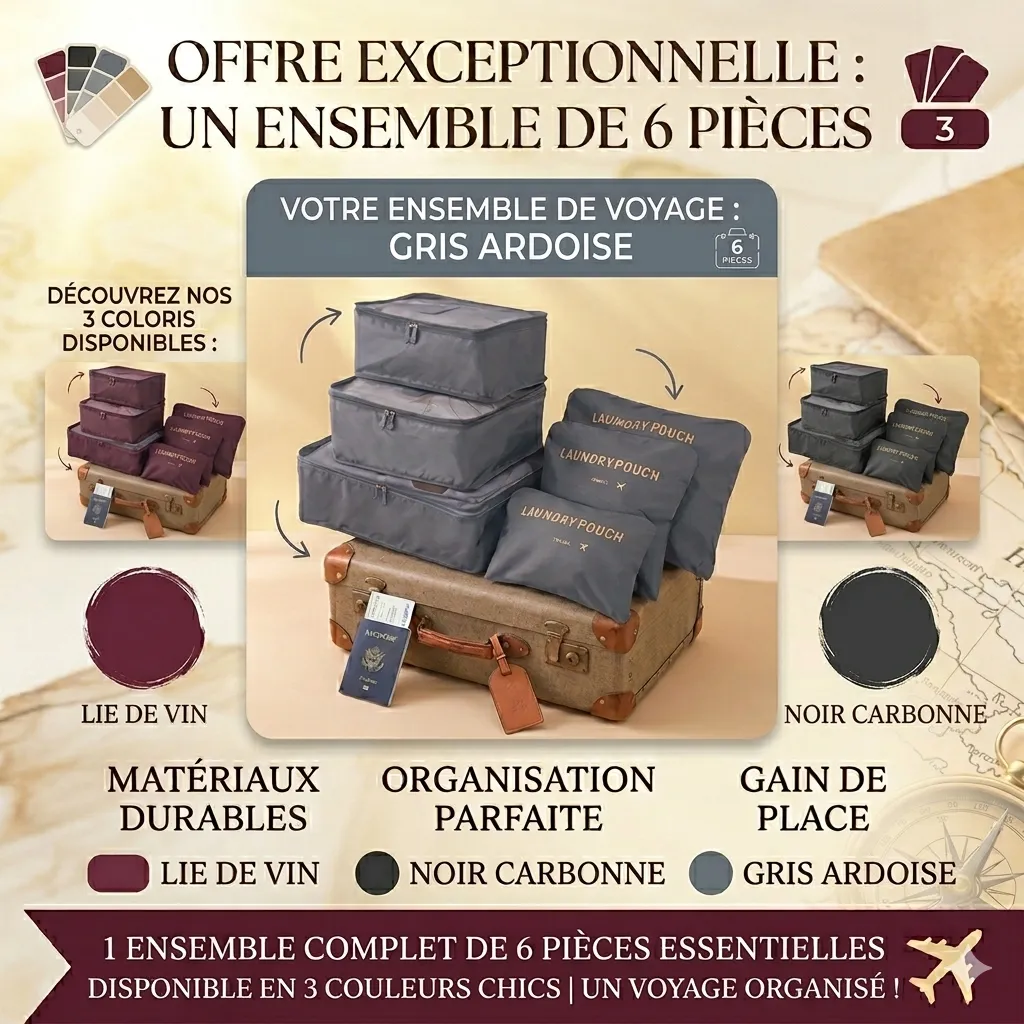 Ensemble de rangement de valise 6 pieces – Organisateurs de voyage pratiques