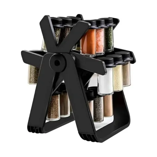 Rangement à epices rotatif 18 bocaux – Support grande roue pratique pour cuisine