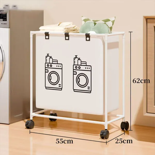 Panier à linge sur roulettes pour vêtements sales – corbeille de rangement pour salle de bain et buanderie