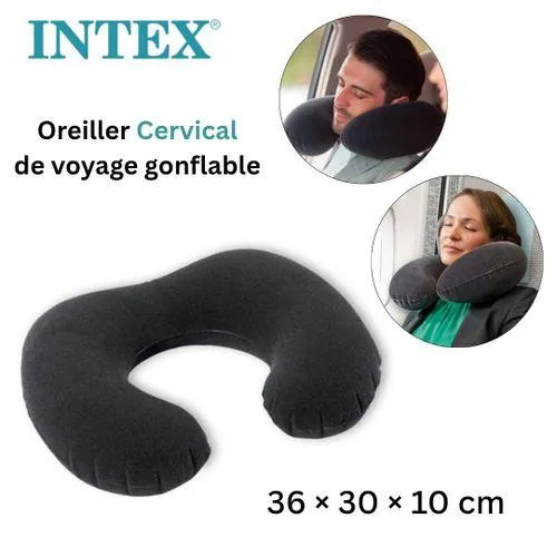 Oreiller Cervical De Voyage Gonflable Velvetaire 36 x 30 x 10 cm pour Avion Voiture et Bureau - 68675