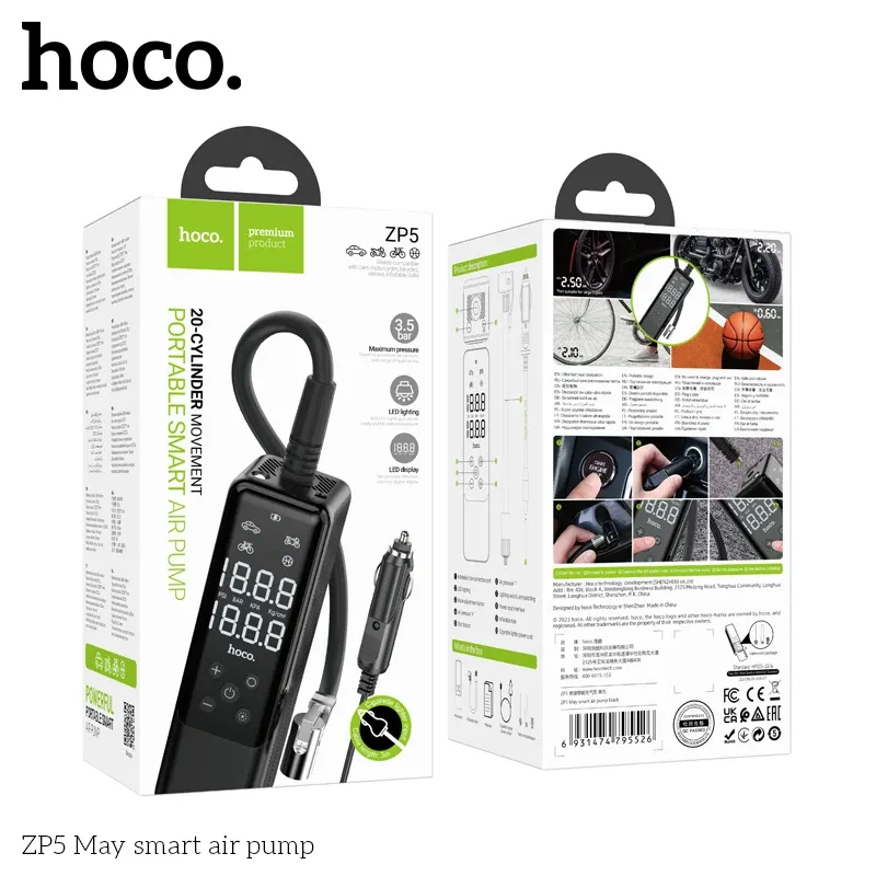 Pompe à air portable et durable Hoco ZP5 avec affichage numérique LED