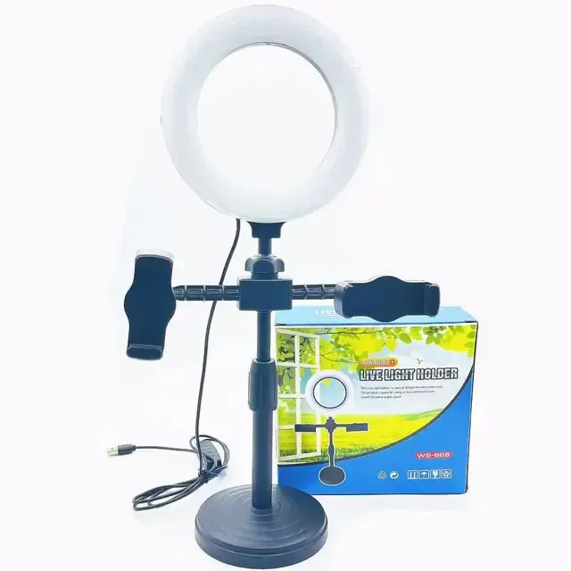 Support d'éclairage professionnel pour diffusion en direct avec hauteur réglable et rotation à 360°