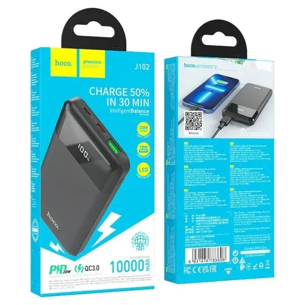 Hoco J102 – Power Bank 10000mAh Fast Charge PD20W + QC3.0