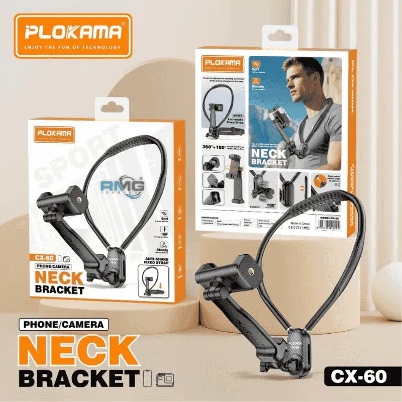 Plokama CX-60 Support de cou pour camera de telephone, fixation mains libres en silicone flexible pour vlogging stable en algerie