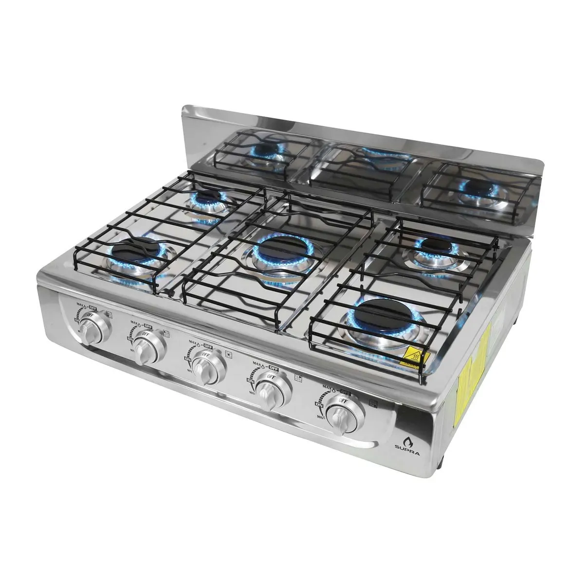 Cuisiniere a gaz a 5 feux en acier inoxydable