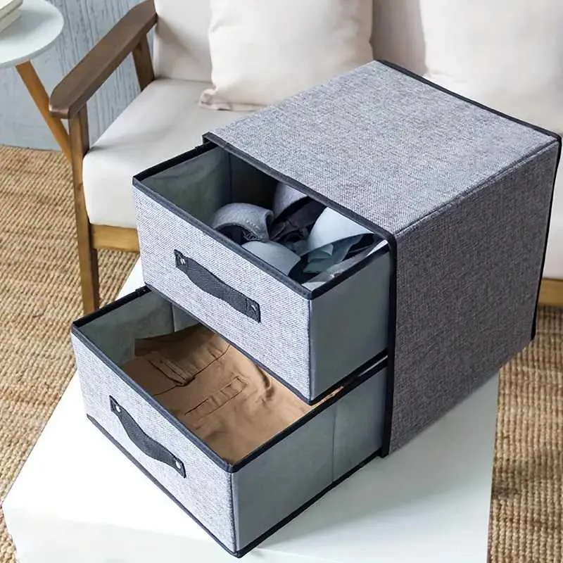 Organisateurs de vetements a 2 tiroir pour armoire pliable facile a transportee