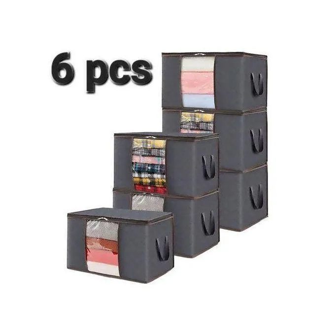 Pack 6 Sacs de rangement pour couette et vêtements, boite pliable