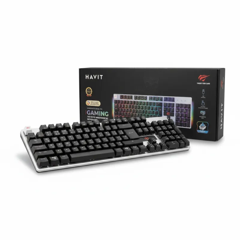 Clavier mécanique HAVIT KB12L Pro Blue Switch RGB 100% gaming rétroéclairé