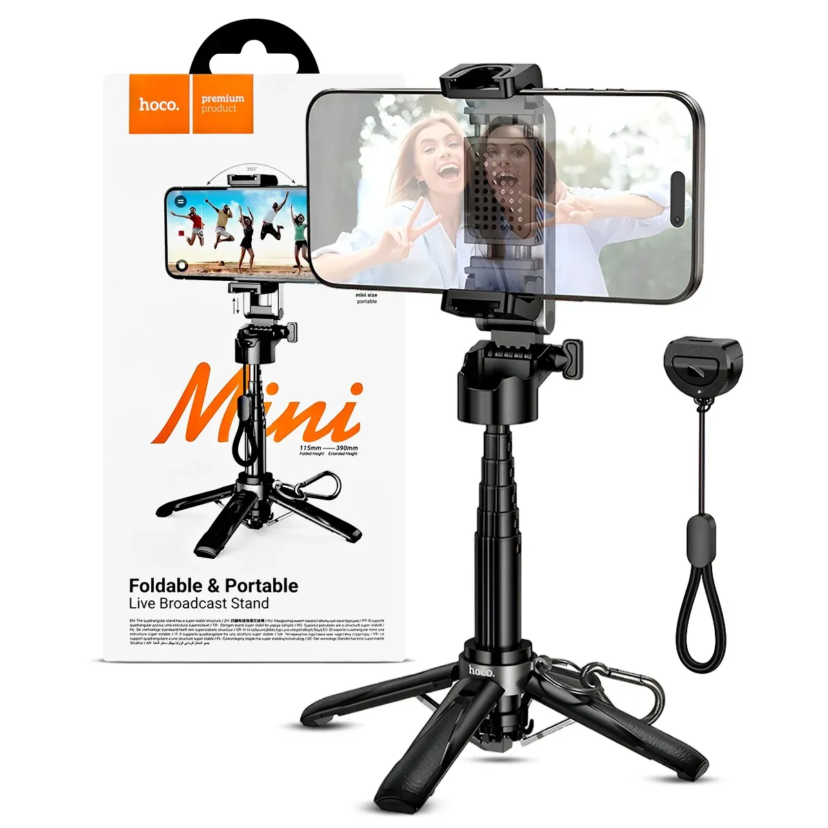 Mini Trépied Selfie Stick Hoco K27 pour Smartphone avec Télécommande Bluetooth 5.2 – Support Portable 3-en-1