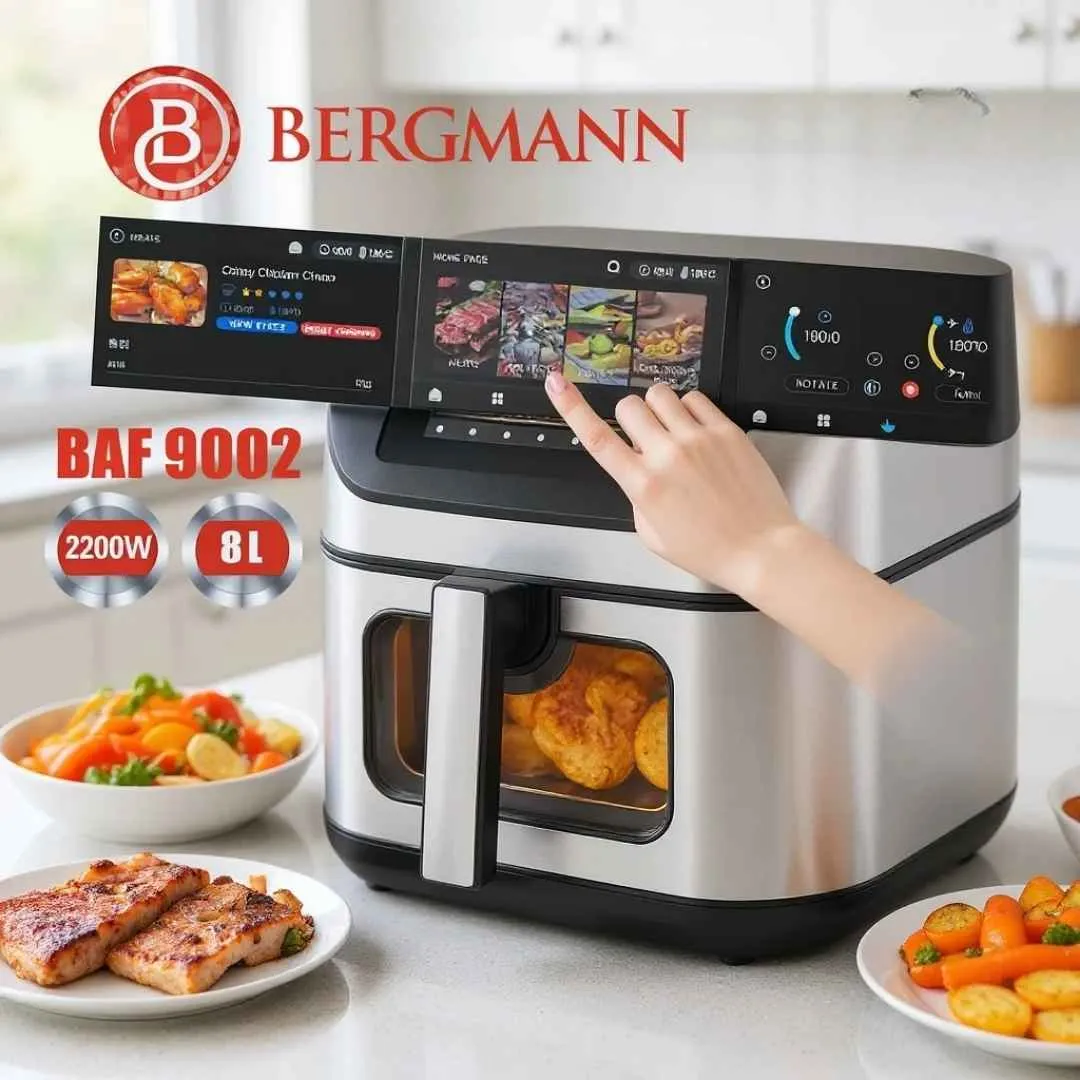 Air Fryer Bergmann BAF 9002 8L 2200W – Friteuse Sans Huile Double Résistance avec Fenêtre