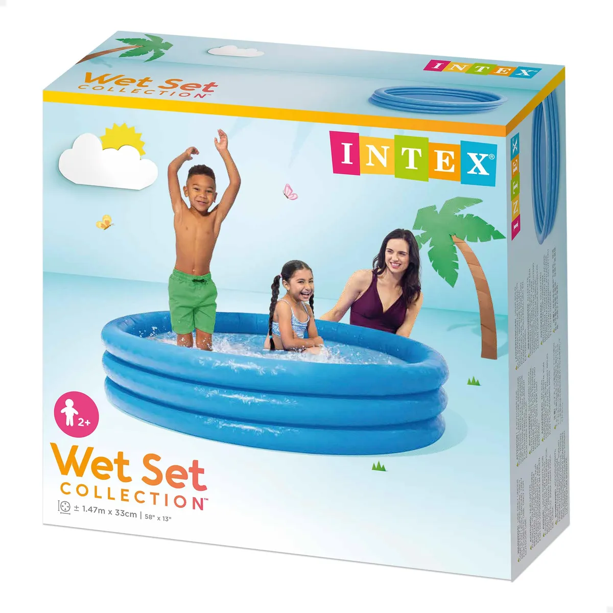 Piscine gonflable 3 anneaux Intex Crystal Blue – 147 x 33 cm.