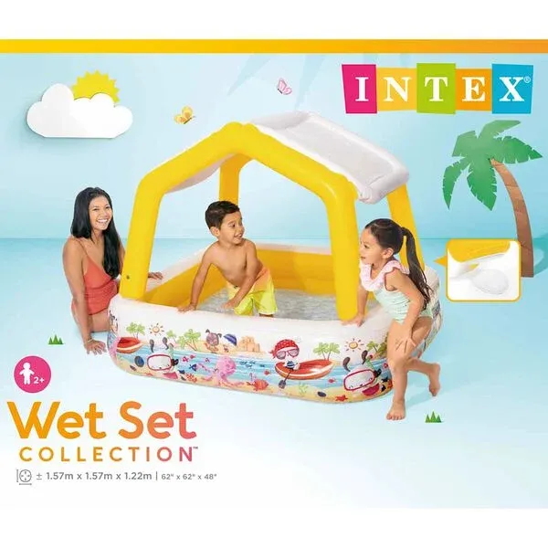 Intex Piscine à parasol gonflable 157x157x122 cm