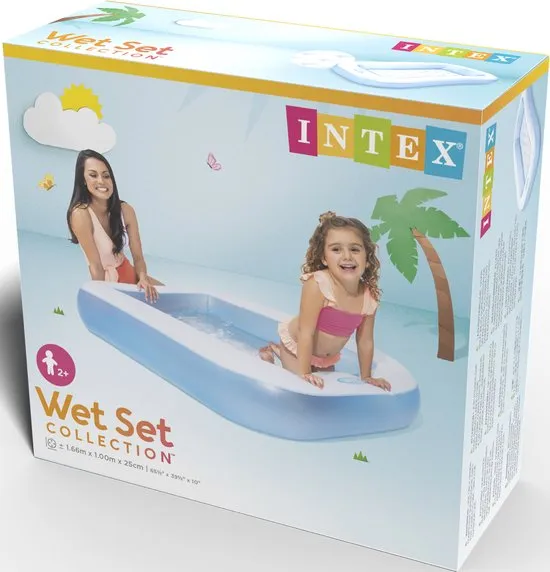 Piscine Bébé Rectangulaire 166 x 100 x 25 cm – INTEX – Bassin Gonflable Sécurisé Été