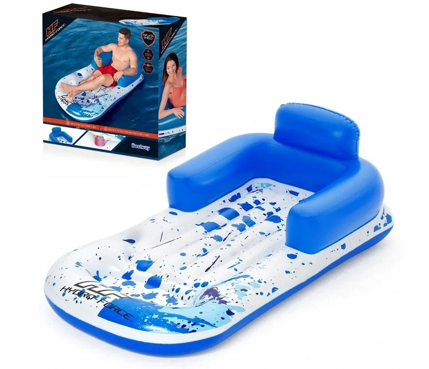 Bestway Bouée Matelas de Plage Lounge Cool Blue 161 x 84 cm avec dossier et accoudoirs