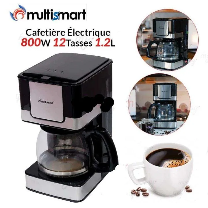 Cafetière Électrique 800W 12Tasses 1.2L Avec Plaque Chauffante Et Filtre Permanent