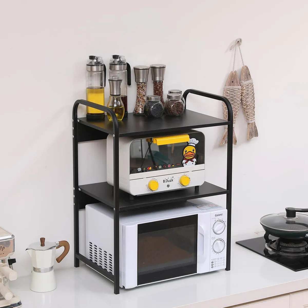 Support micro onde a 2 niveaux organisateur epices bureau