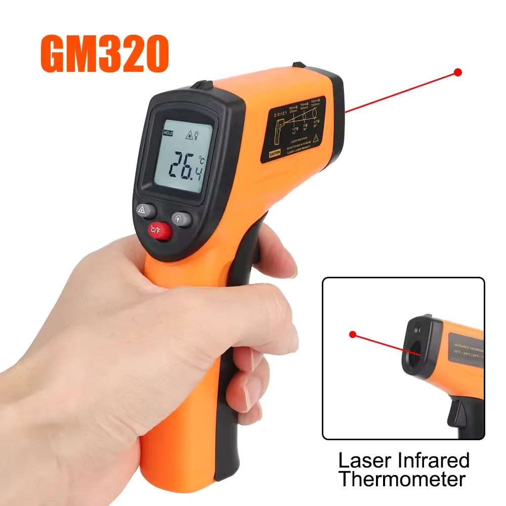 Thermomètre Infrarouge laser IR Numérique mesure -Orange