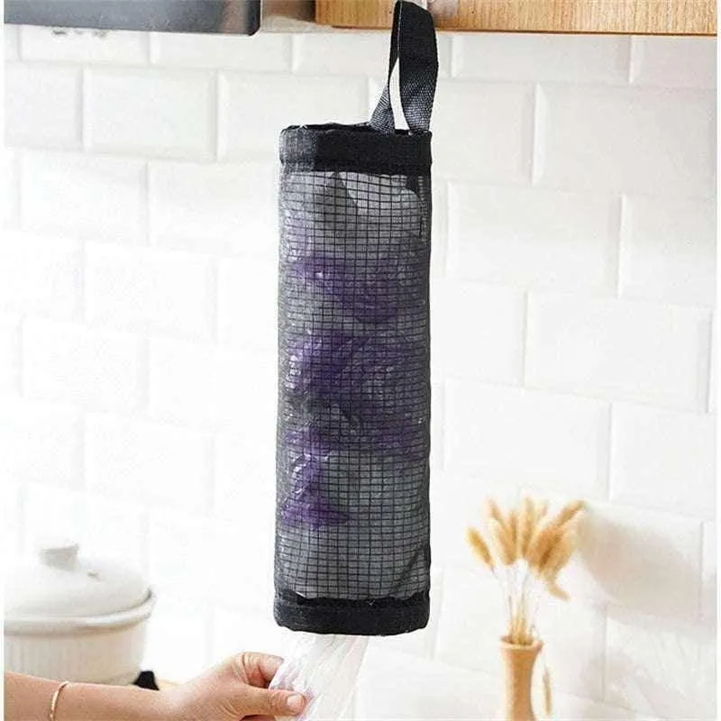 Organisateur de sac en plastique murale -noir