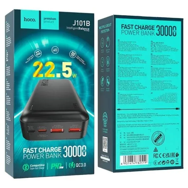 Power Bank À Charge Rapide 30000 mAh 22,5W Hoco J101B