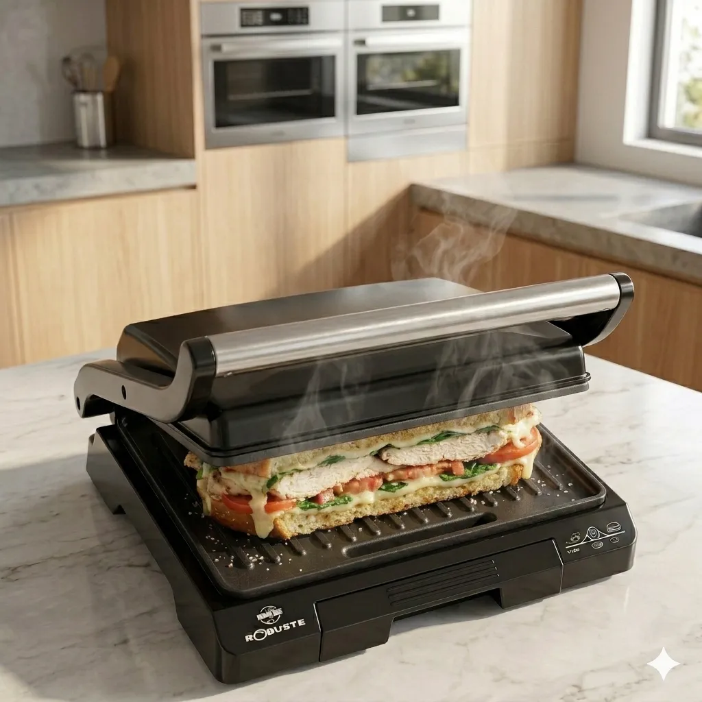 Grill Panini TASTY 1000W – Appareil Robuste pour Sandwichs & Grillades