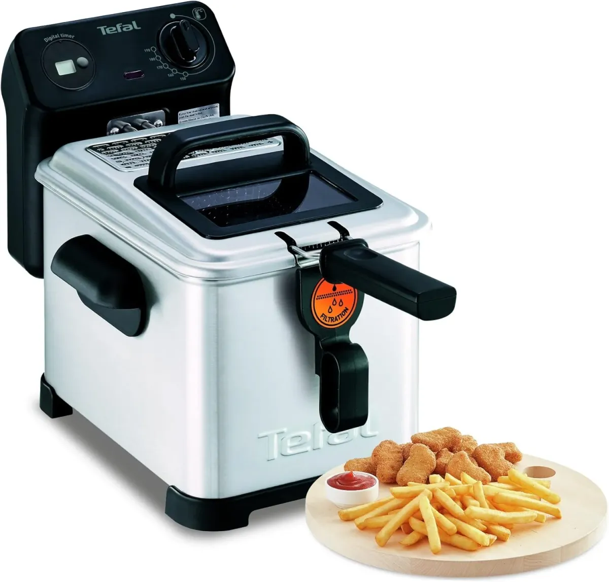 Friteuse electrique En Inox 4L 2400W Chauffe Rapide avec filtre Filtra Pro