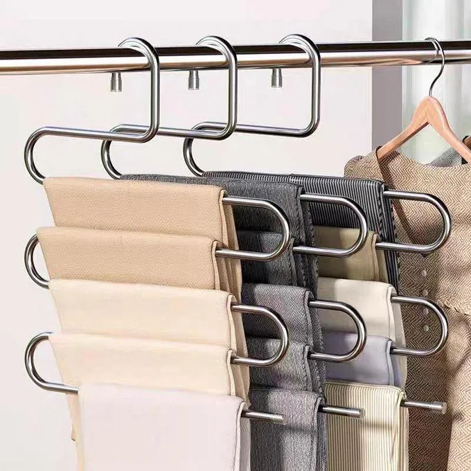 Pack de 3 Cintres Magique Pour Vêtements Porte-Serviettes Pantalon - inox