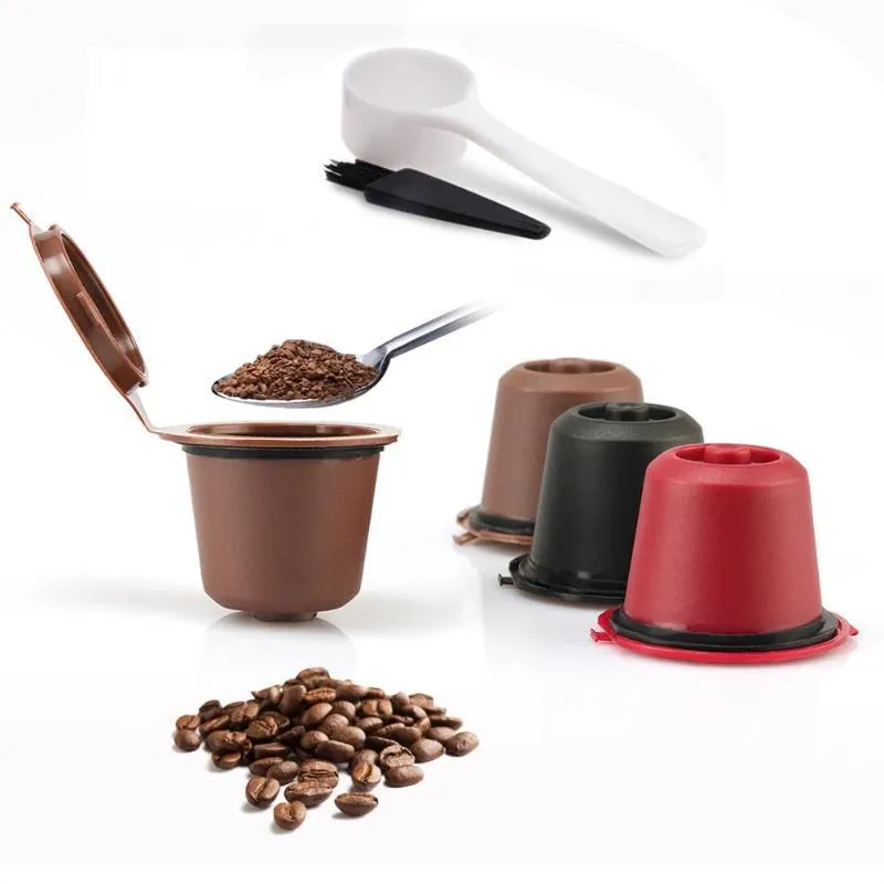 Lot de 3 capsule de cafe de recharge réutilisable pour la Machine à café Nespresso en plastique