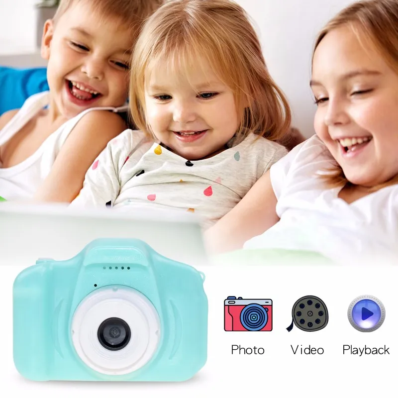 appareil photo pour enfants dessin animé photograpie en plein air-bleu