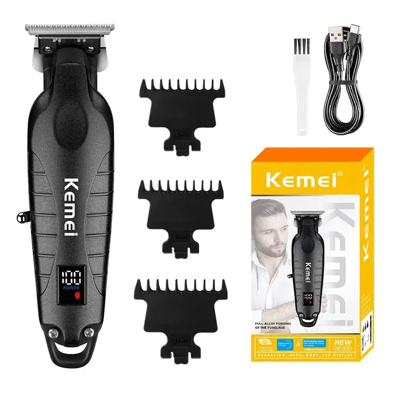 Tondeuse Professionnelle Sans Fil Pour Hommes Avec Lame En T Et Écran LED Kemei KM-2293