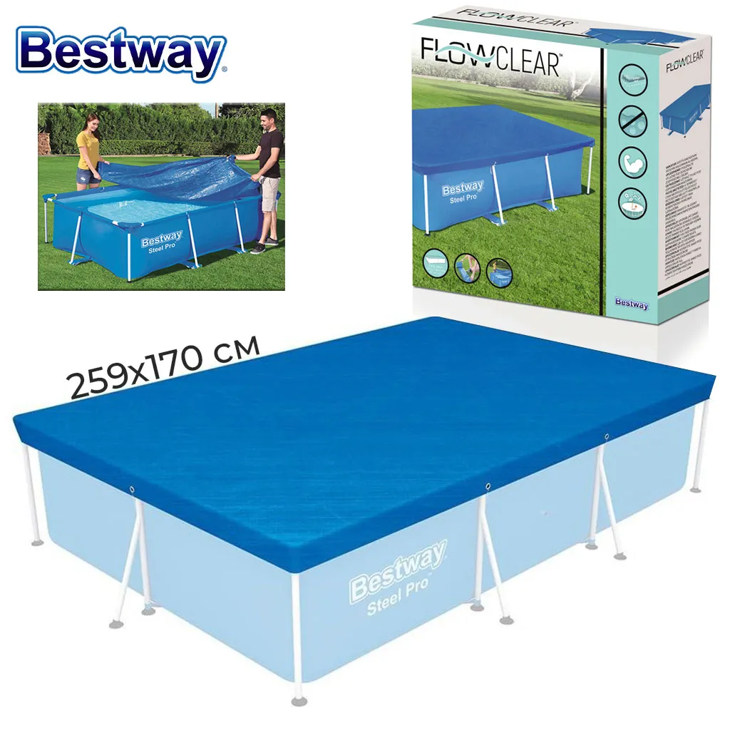 Grand bâche de piscine rectangulaire en polyéthylène 259 x 170 cm Bestway