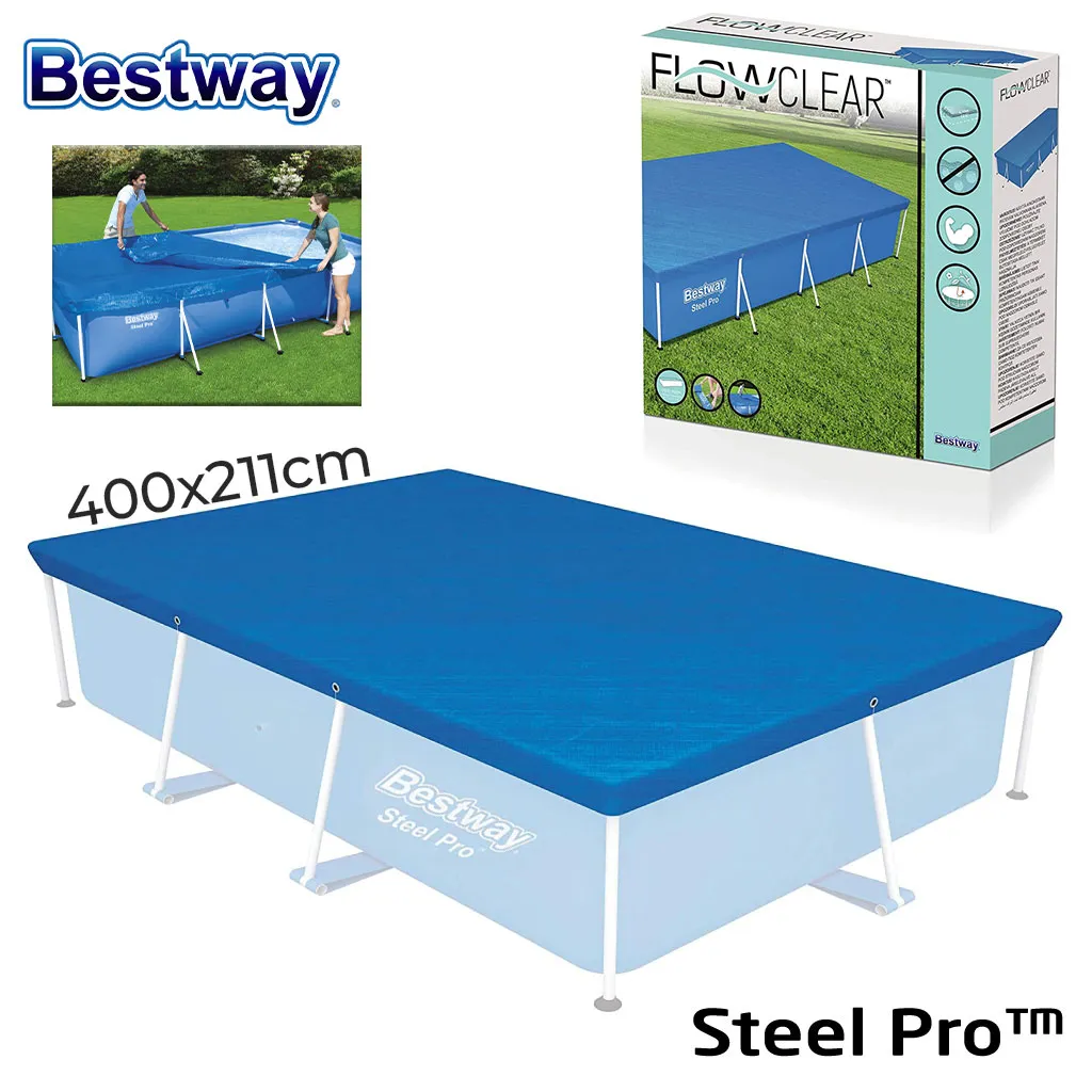 Grande bâche de piscine rectangulaire en polyéthylène 400 x 211 cm Bestway