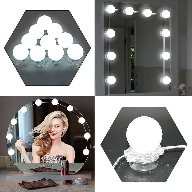 Ensemble D'Ampoule Adhésive Led Pour Miroir Spécial Makeup 10Pcs -Blanc