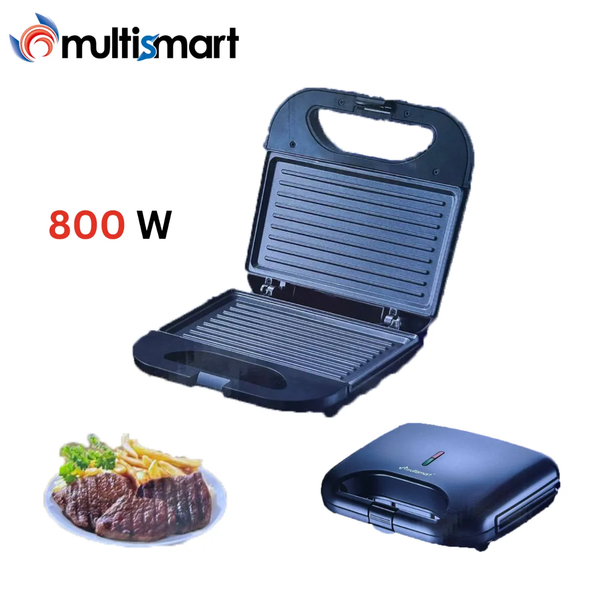 Panineuse et Grill Electrique Multismart 800 W avec Plaques Antiadhésives - MS-SW1113