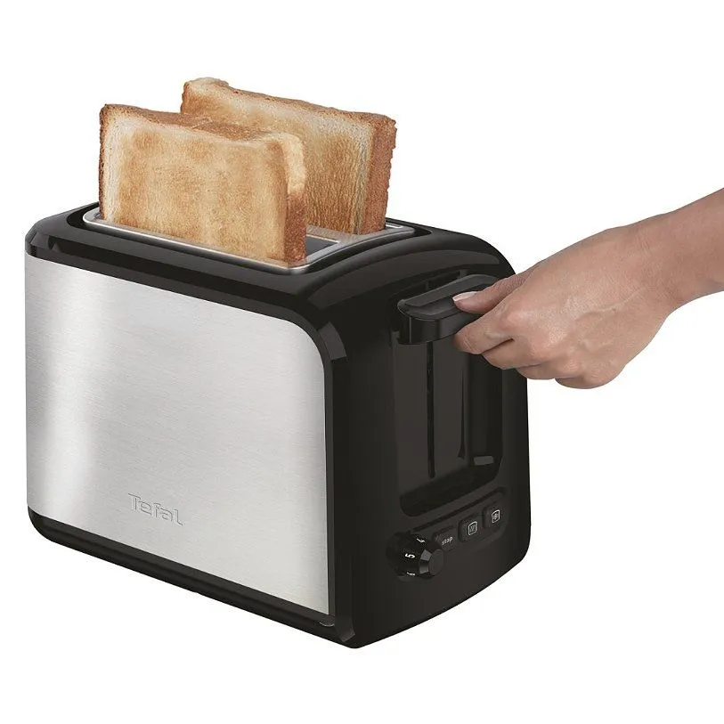 Grille Pain Electrique Tefal Double Fentes 850W en Inox 07 Niveaux de Dorage avec Fonction Décongélation et Réchauffage - Toaster