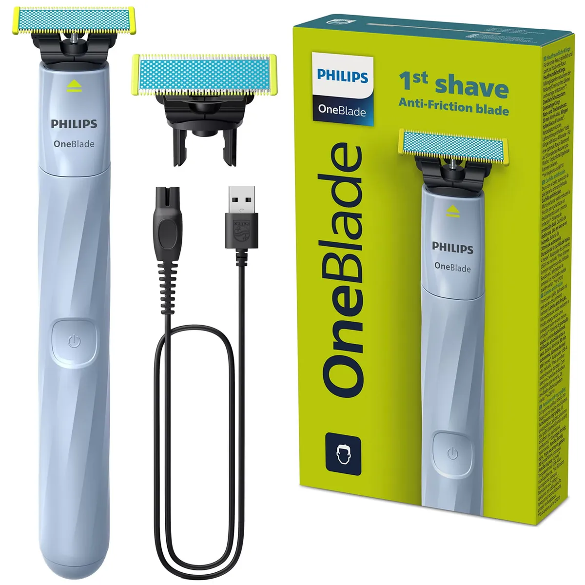 Philips OneBlade rasoir 1er Rasage QP1234/20 – Rasage rapide et précis, lame double face et batterie longue durée