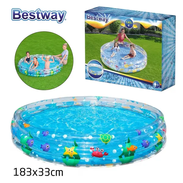 Piscine Gonflable Enfant 183x33 cm Bestway – Piscine Ronde Transparente Idéale Été model 51005 