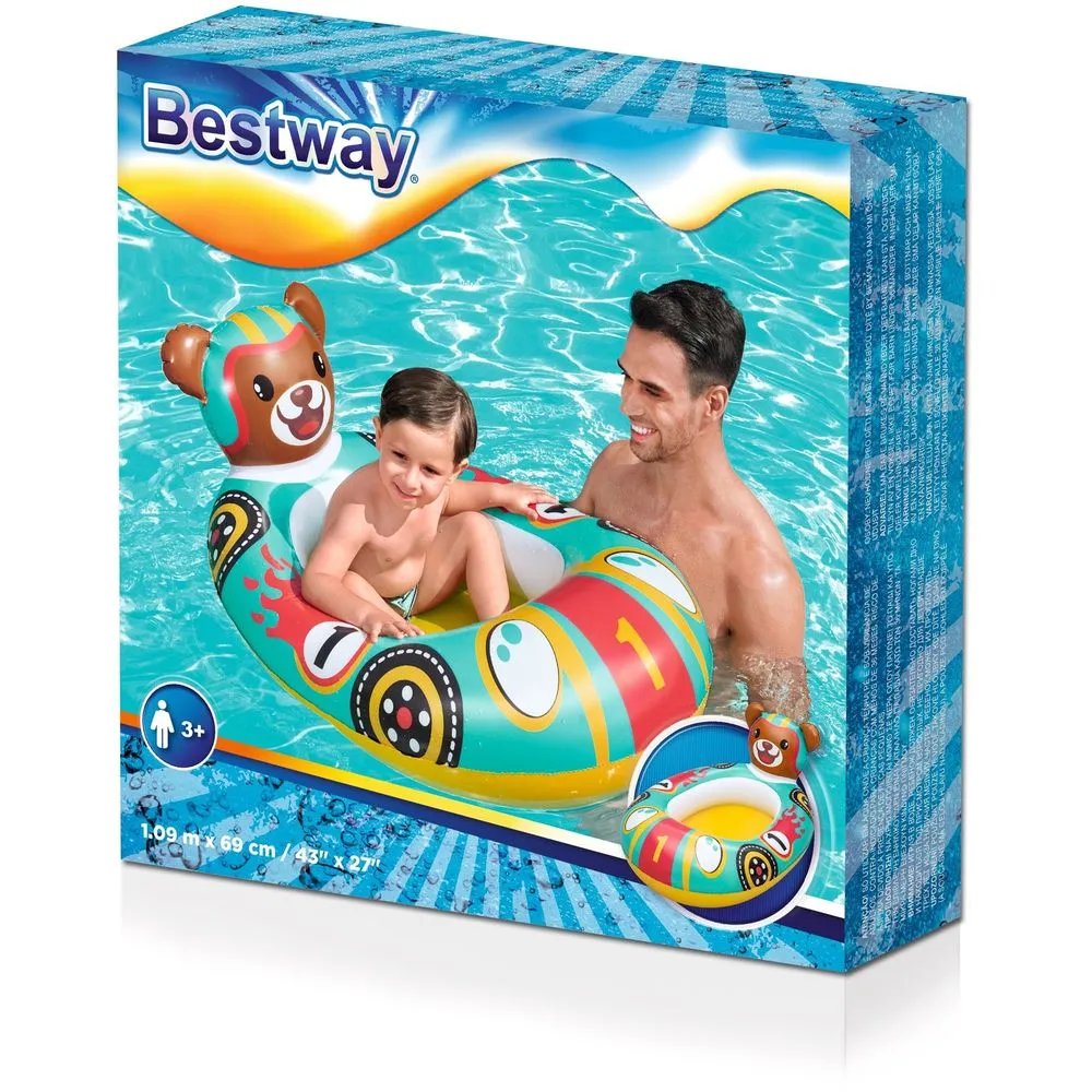 bouée bateau gonflable avec tête d'ours  109 x69cm bestway