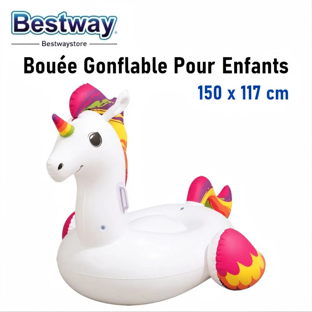 bouée gonflable licorne chevauchable 150cm*117cm bestway41114
