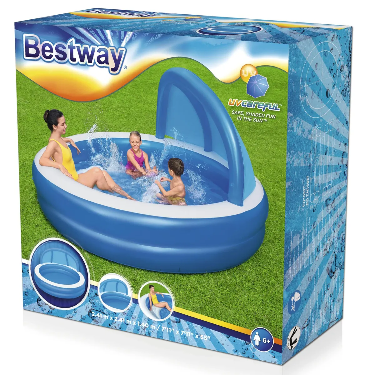 bestway Piscine Gonflable Familiale avec Ombrelle Intégrée 241 x 140 cm 