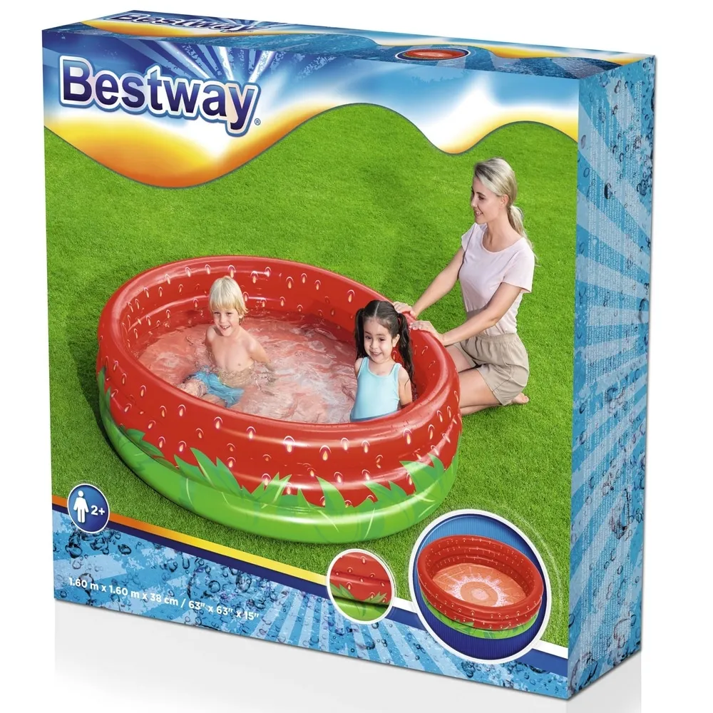 Piscine Gonflable Enfant Ronde Motif Fraise 160 x 38 cm Bestway 51145