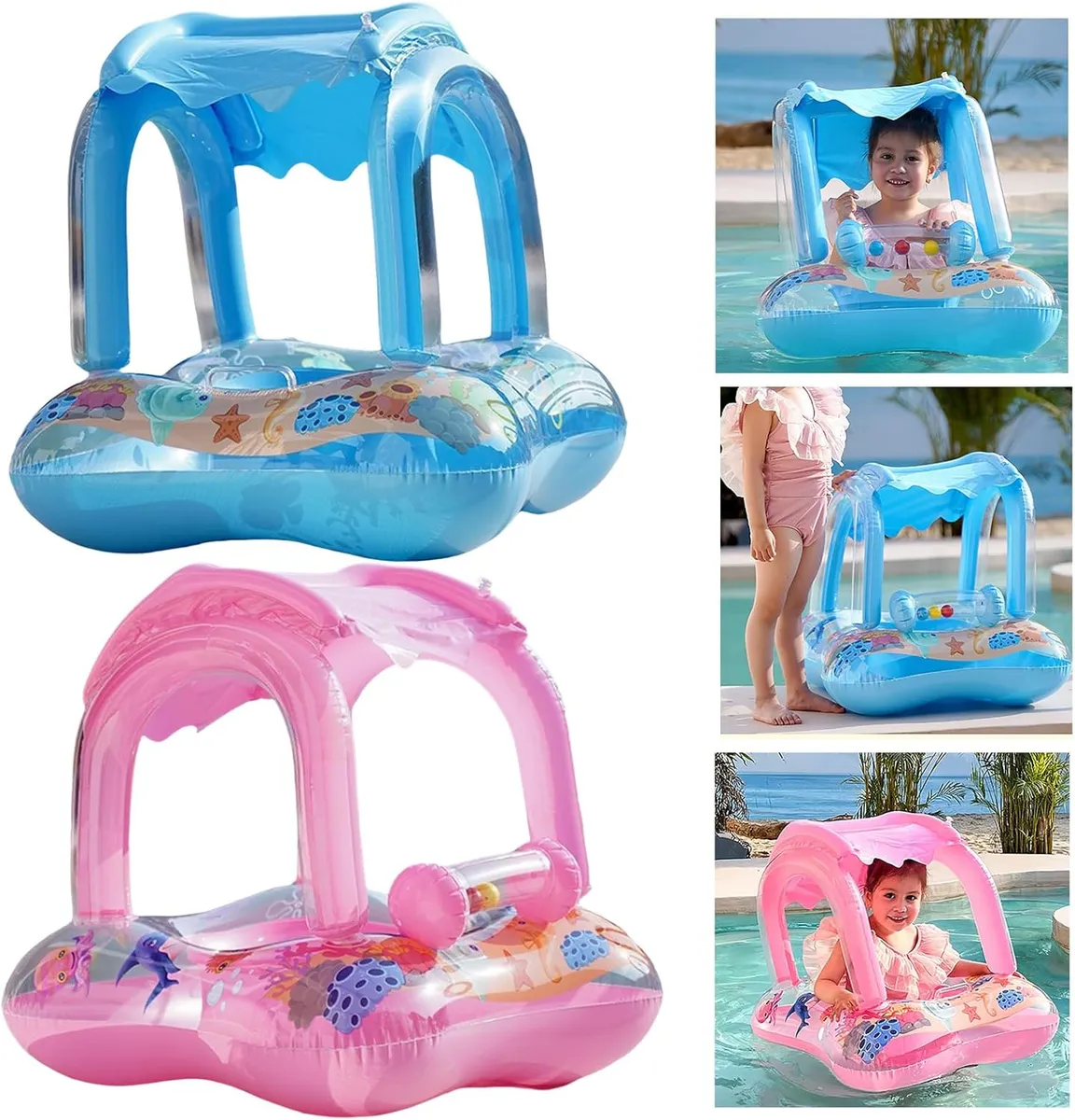  bouée gonflable pour bébé avec un pare-soleil 65*65cm garcons et filles
