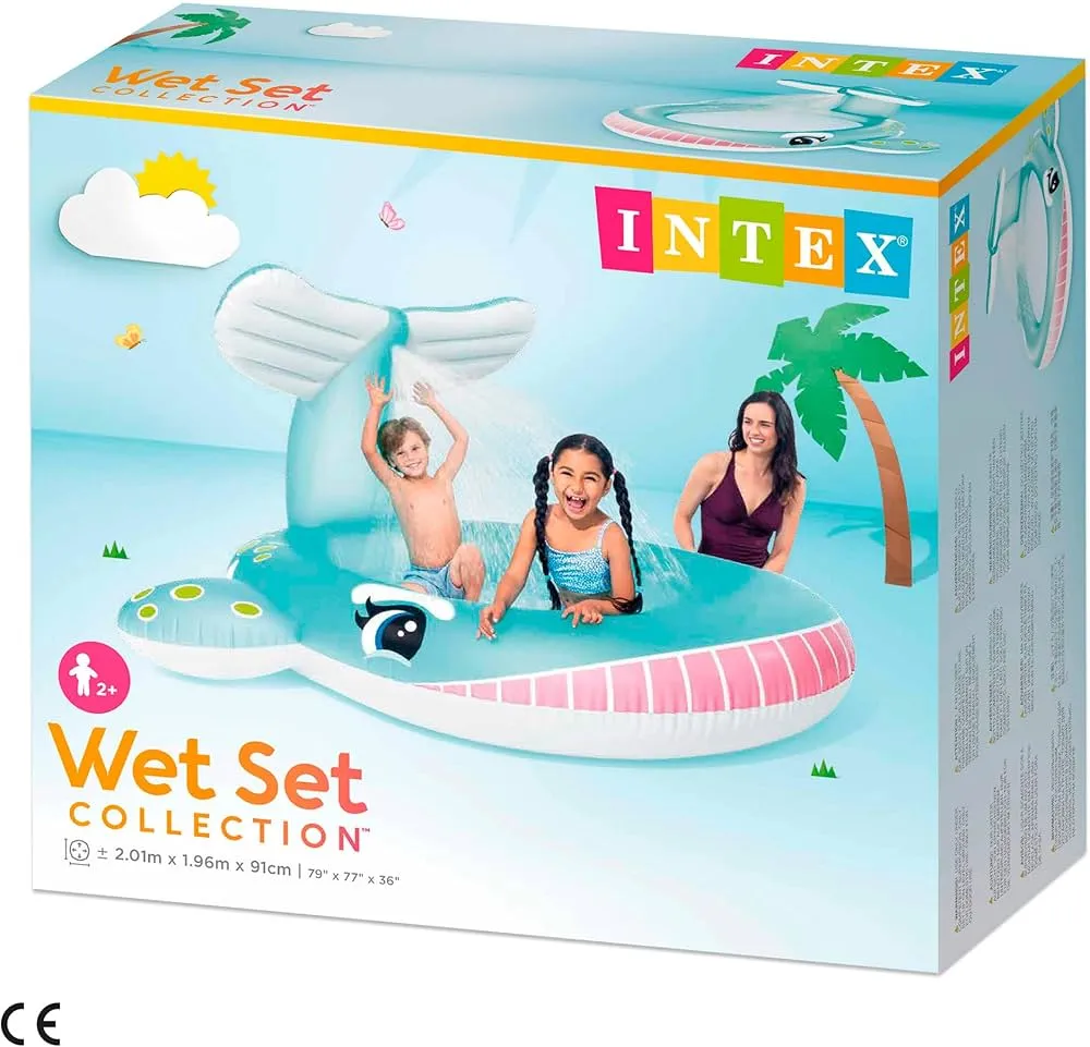 Piscine Gonflable Baleine INTEX 57440NP avec Fontaine d’Eau pour Enfants 201x196x91 cm
