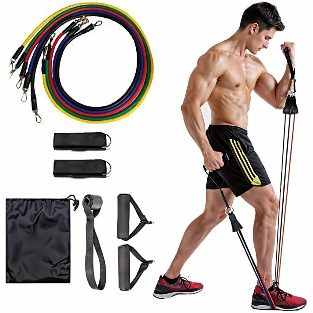 Cordes élastiques de musculation Ensemble de bandes pour sport 11Pcs  طقم التدريب المنزلي