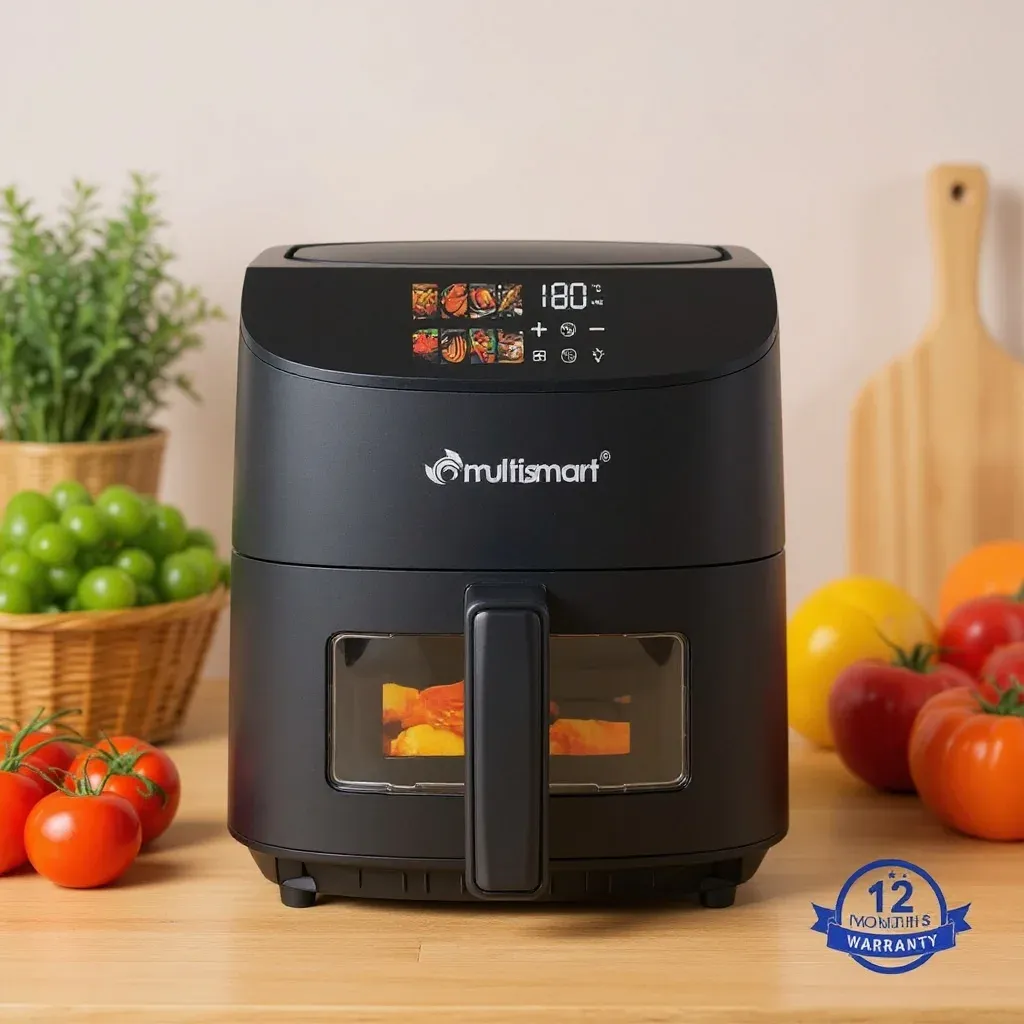 friteuse air fryer 6L 1500W Multismart MS-AF1016 Numérique avec Fenêtre Transparente