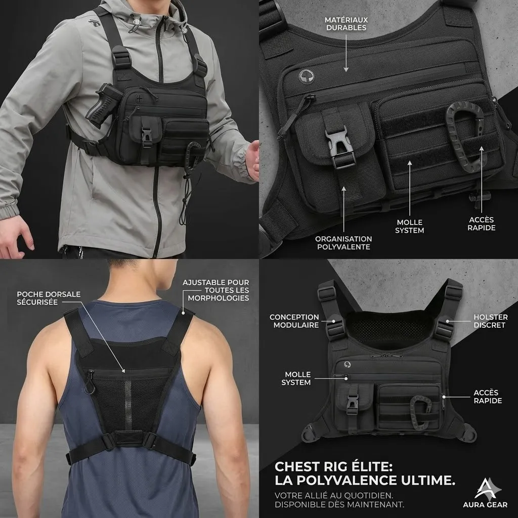 Sac De Poitrine Pour Hommes, Tactique  pour Workouts, Course à pied, Vélo, Noir en algerie