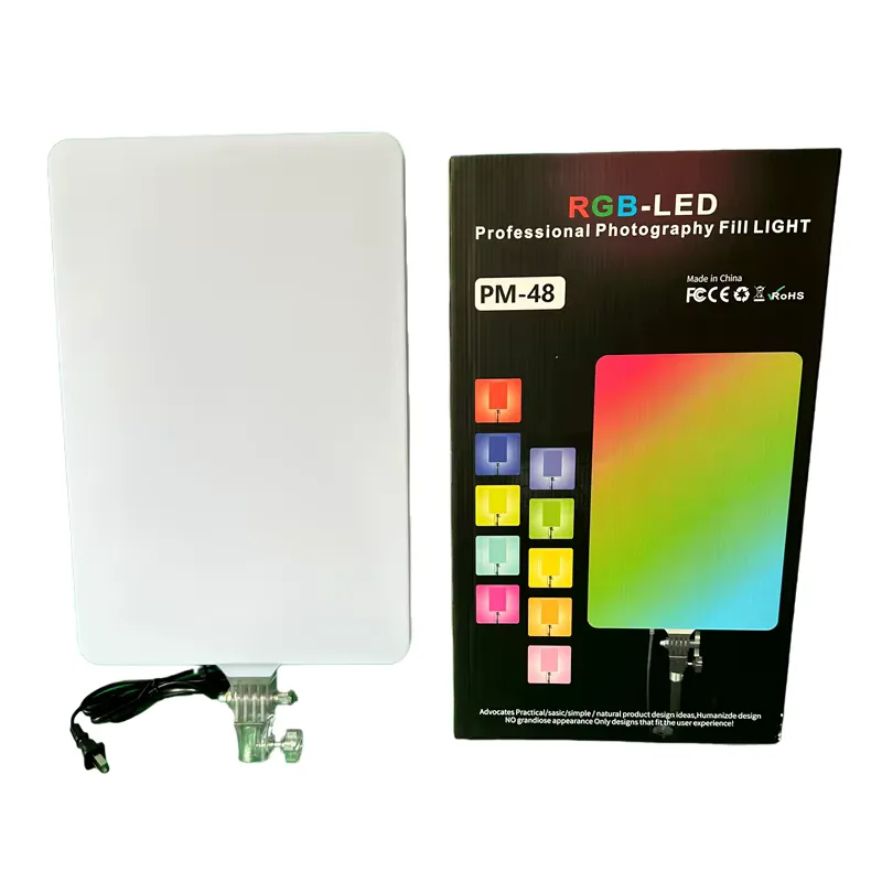 Anneau lumineux carré RGB PM-48 – Éclairage pour photos et vidéos