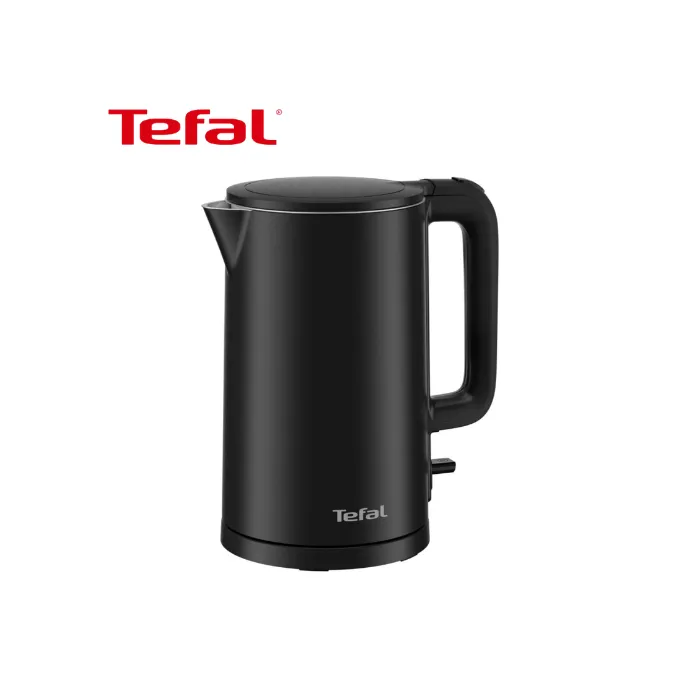 Bouilloire électrique Tefal 1500W 1.5L Noir et intérieur inox - Thermo Protect KO1408E0
