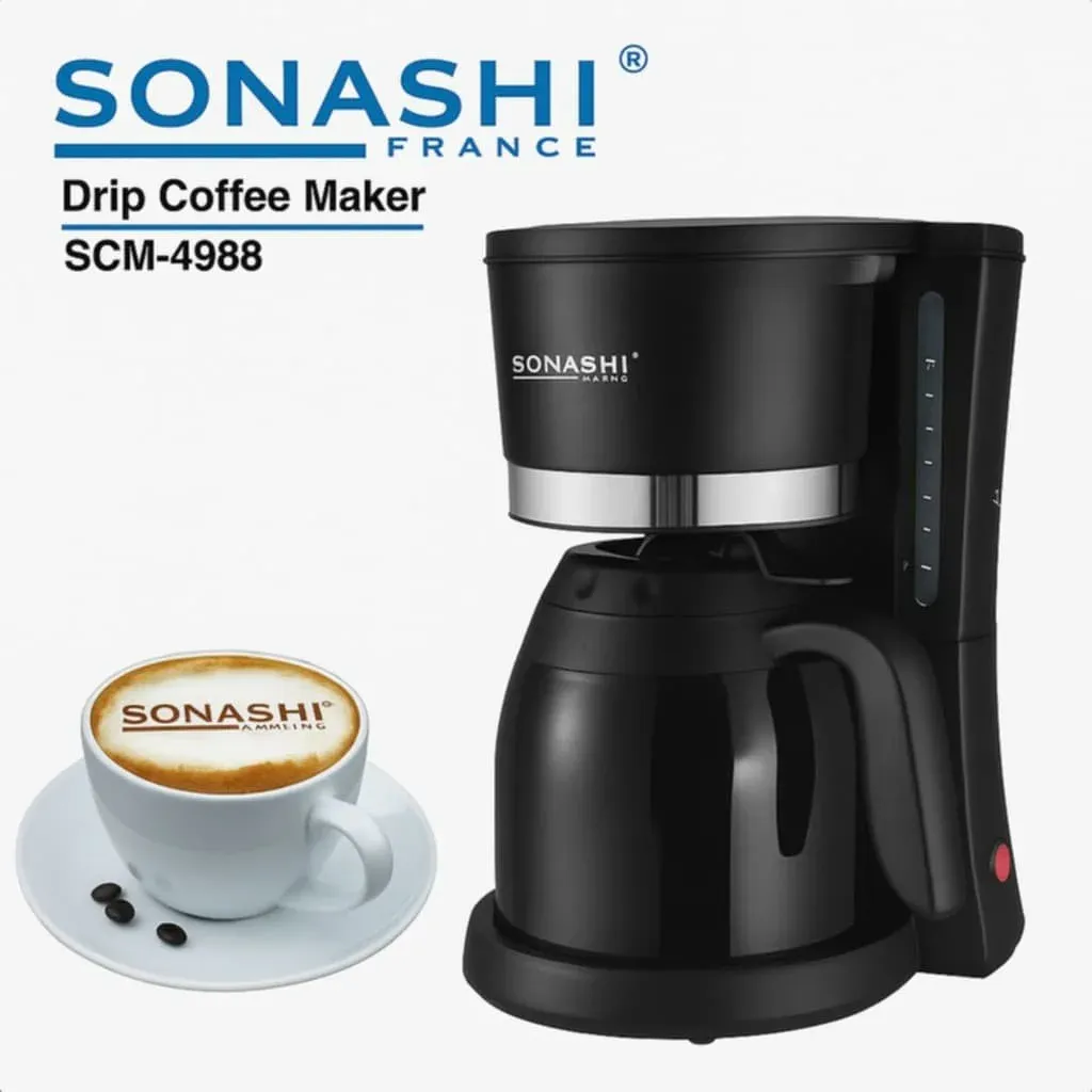 Cafetière Électrique Sonashi SCM-4988 800W – Thermos 1L, 8 à 10 Tasses