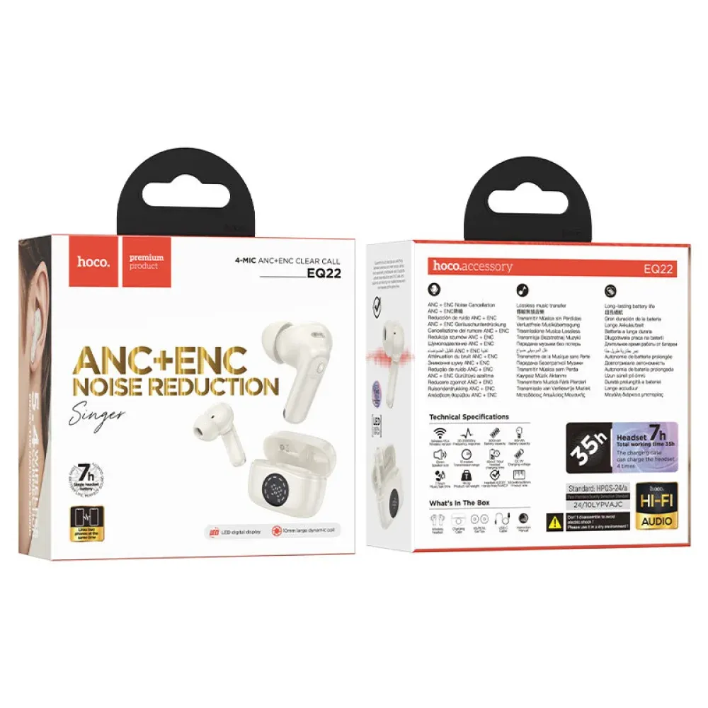 Écouteurs sans fil HOCO EQ22 Singer – Bluetooth 5.4 avec ANC + ENC